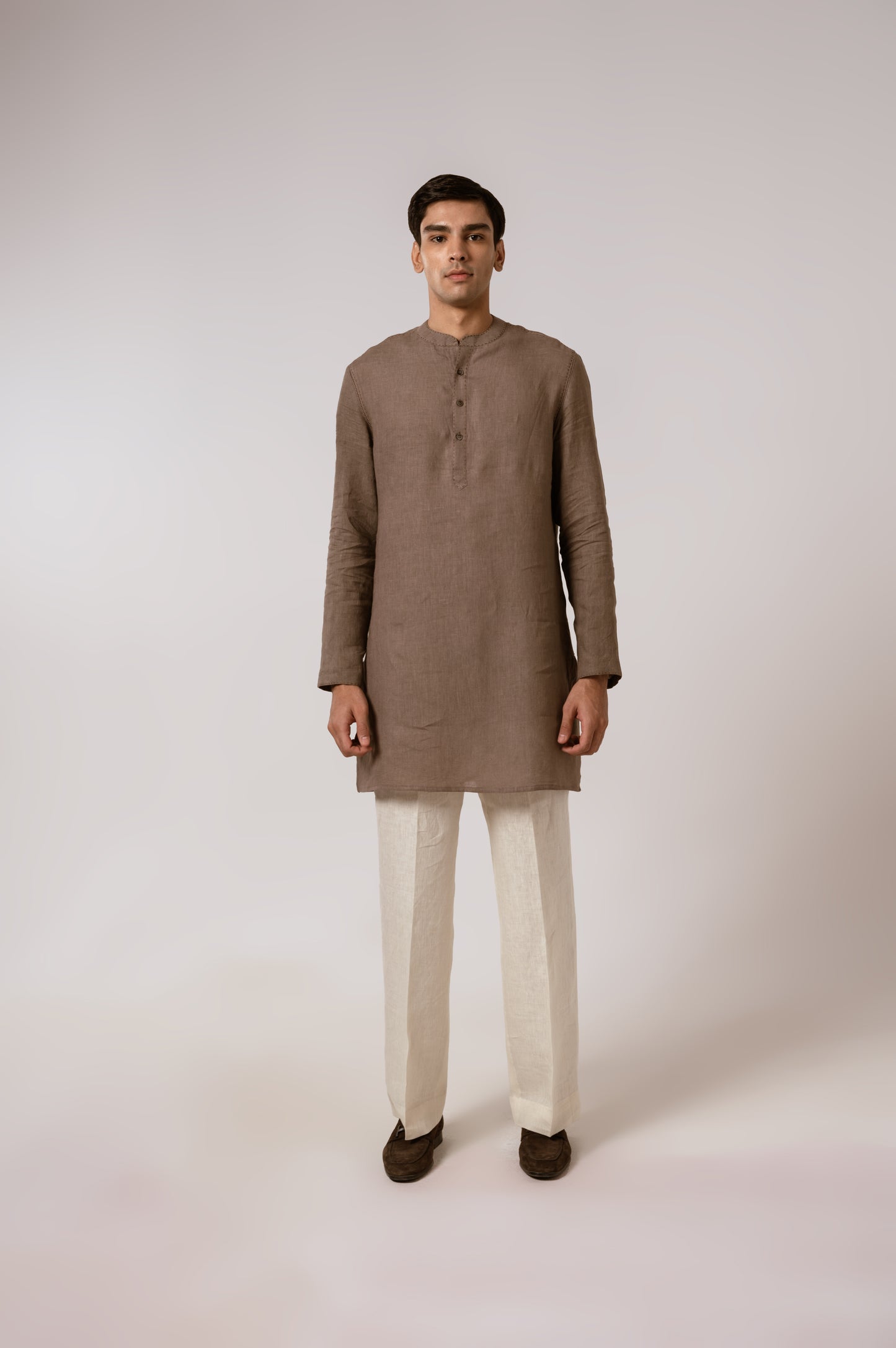 Brown Linen Kurta Set