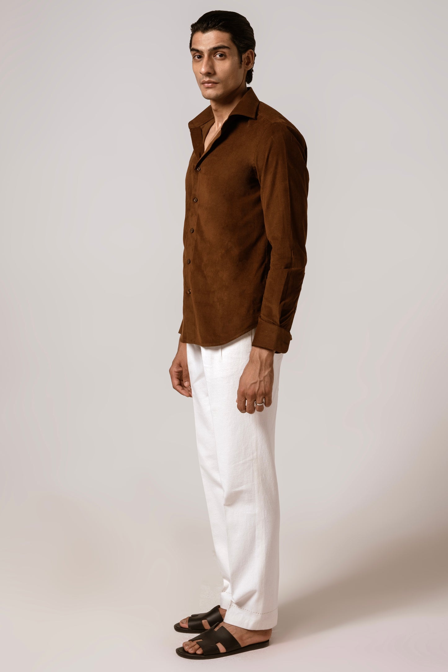 Corduroy Shirt in Chocolate Brown