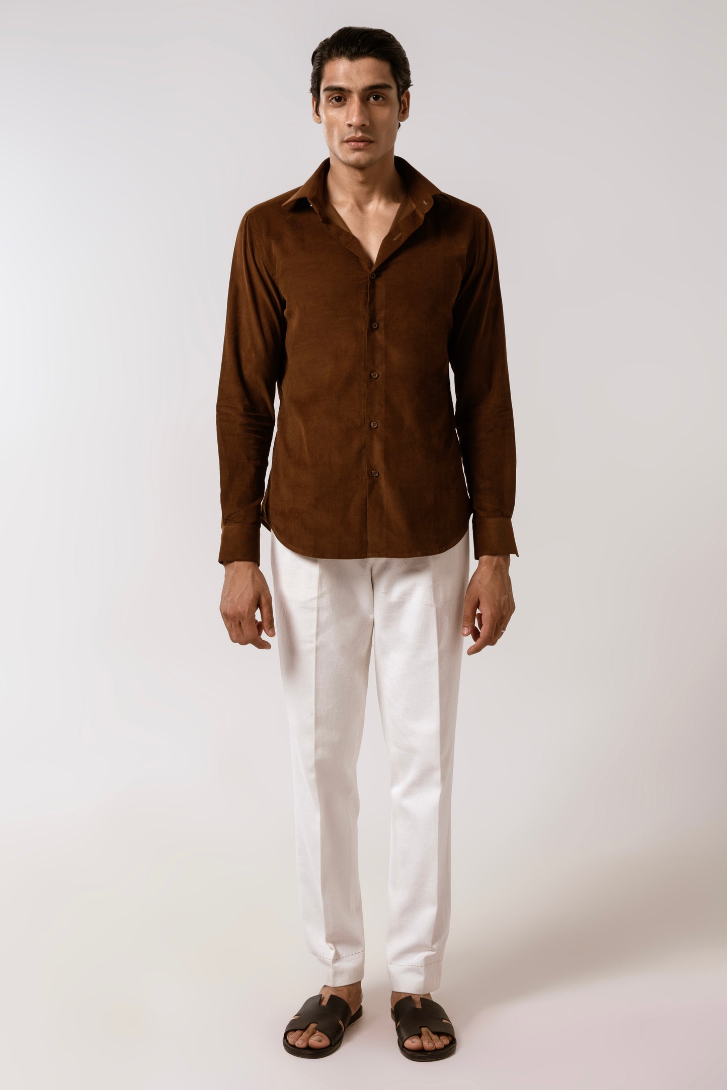 Corduroy Shirt in Chocolate Brown