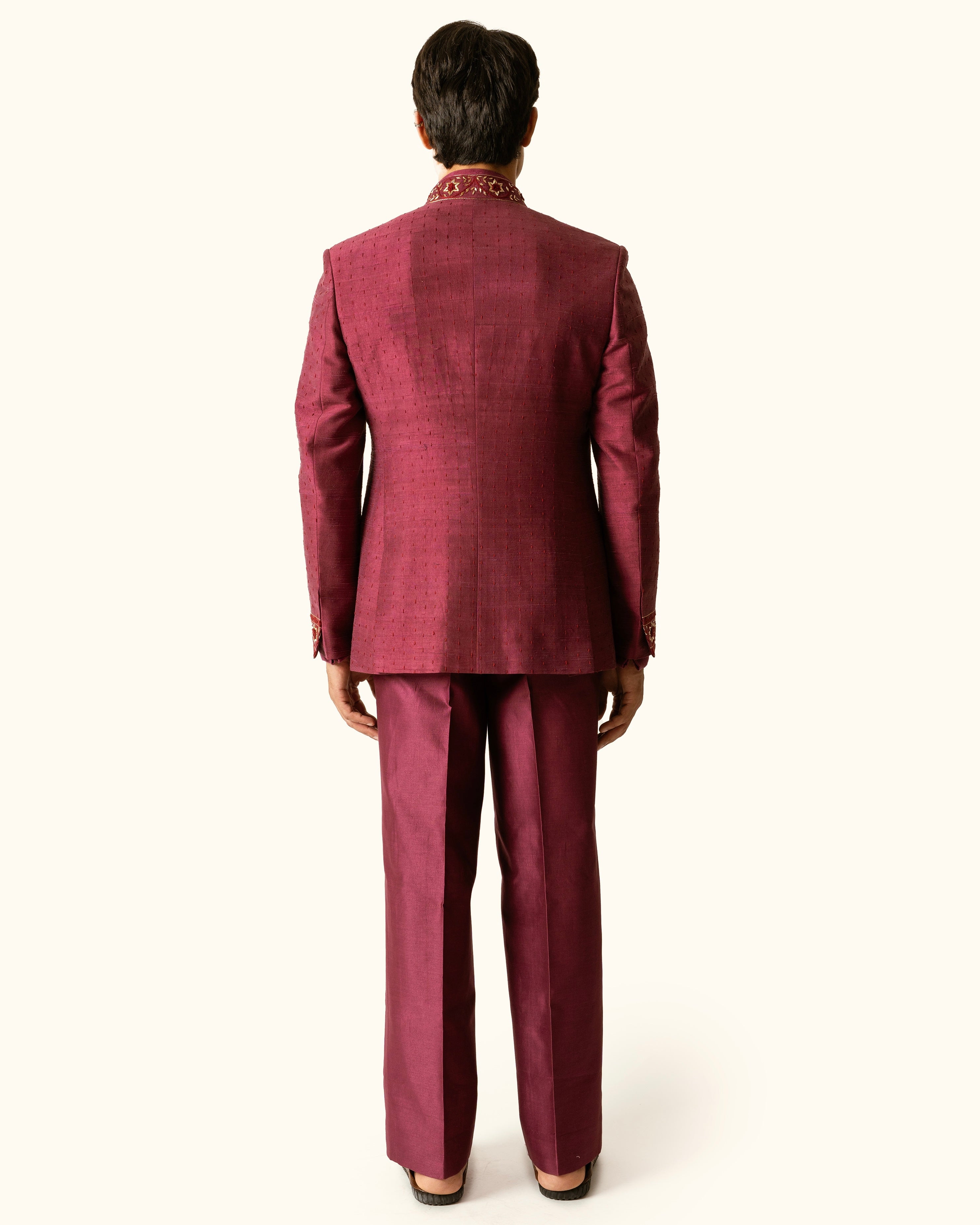 Berry Open Bandhagala in Raw Silk