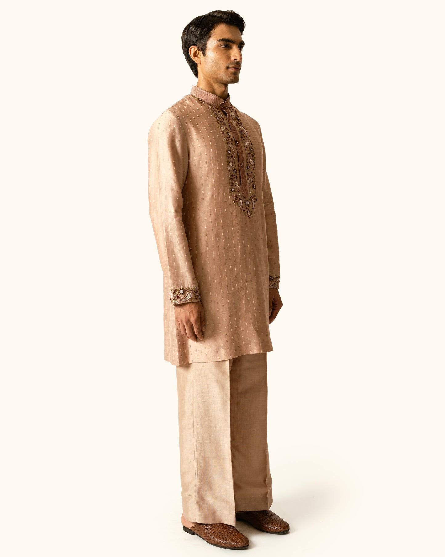 Rose Gold Kurta Set in Chanderi Silk