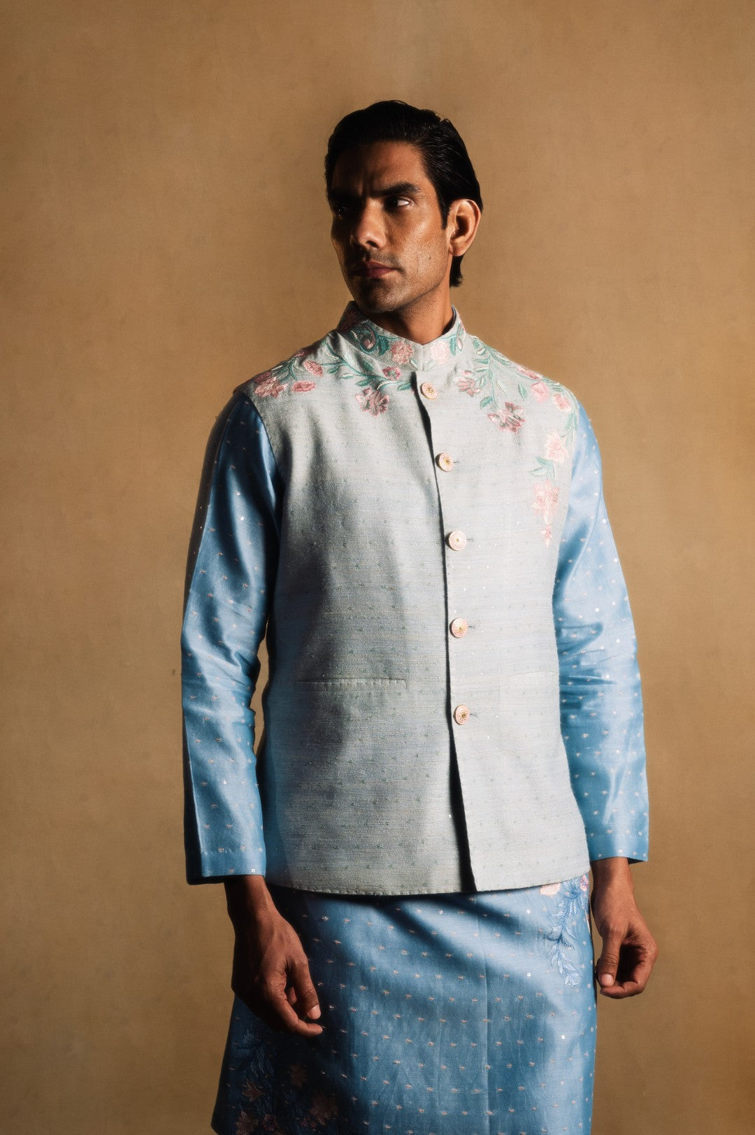 Floral Sadri in Mist Blue