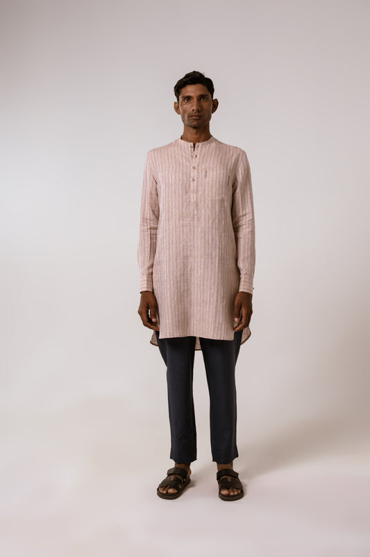 Dusty Coral Striped Kurta