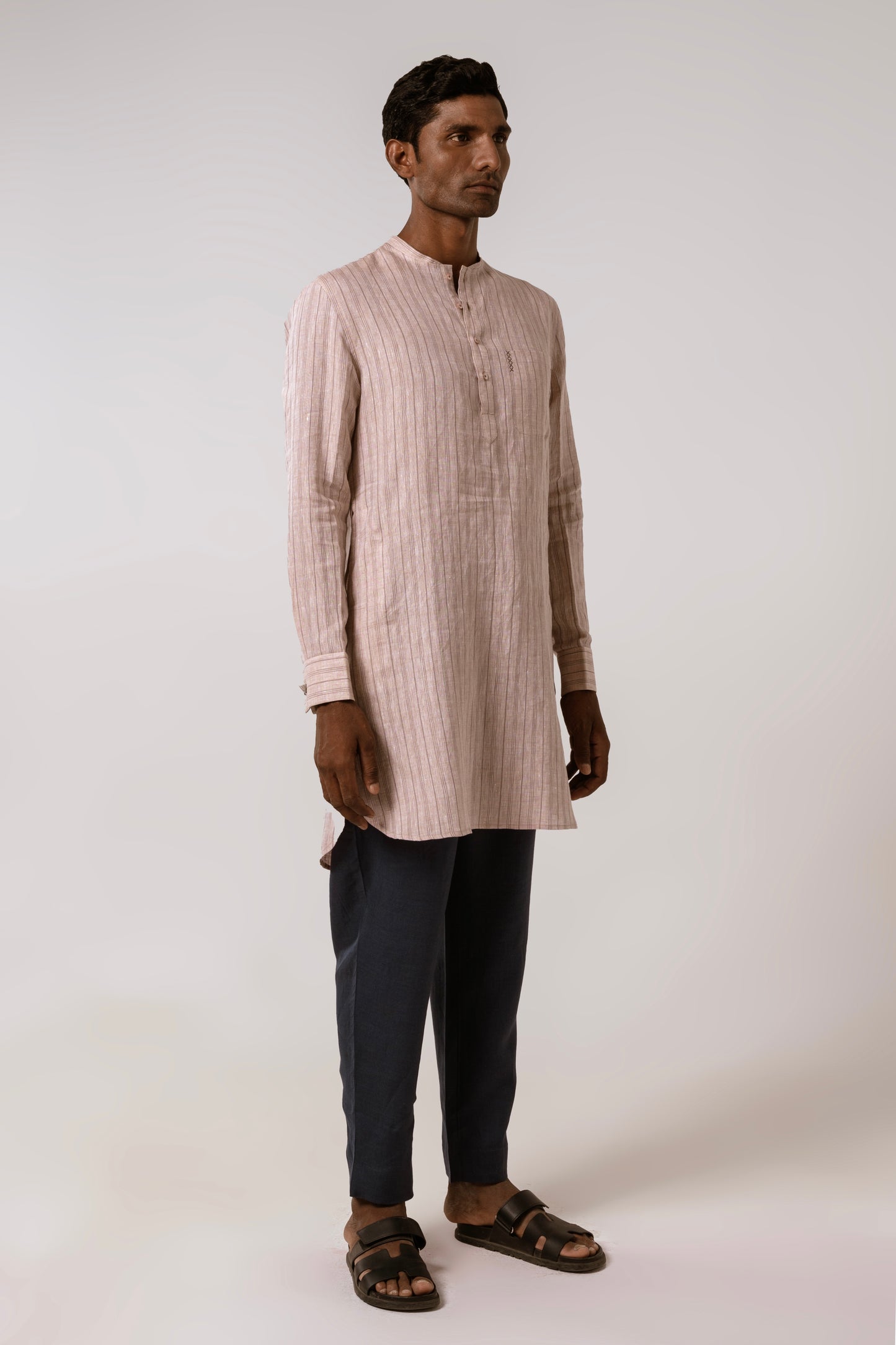 Dusty Coral Striped Kurta