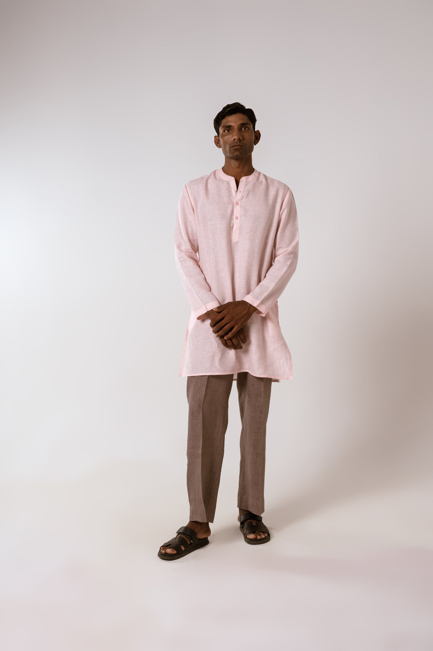 Dusty Pink Linen Kurta Set