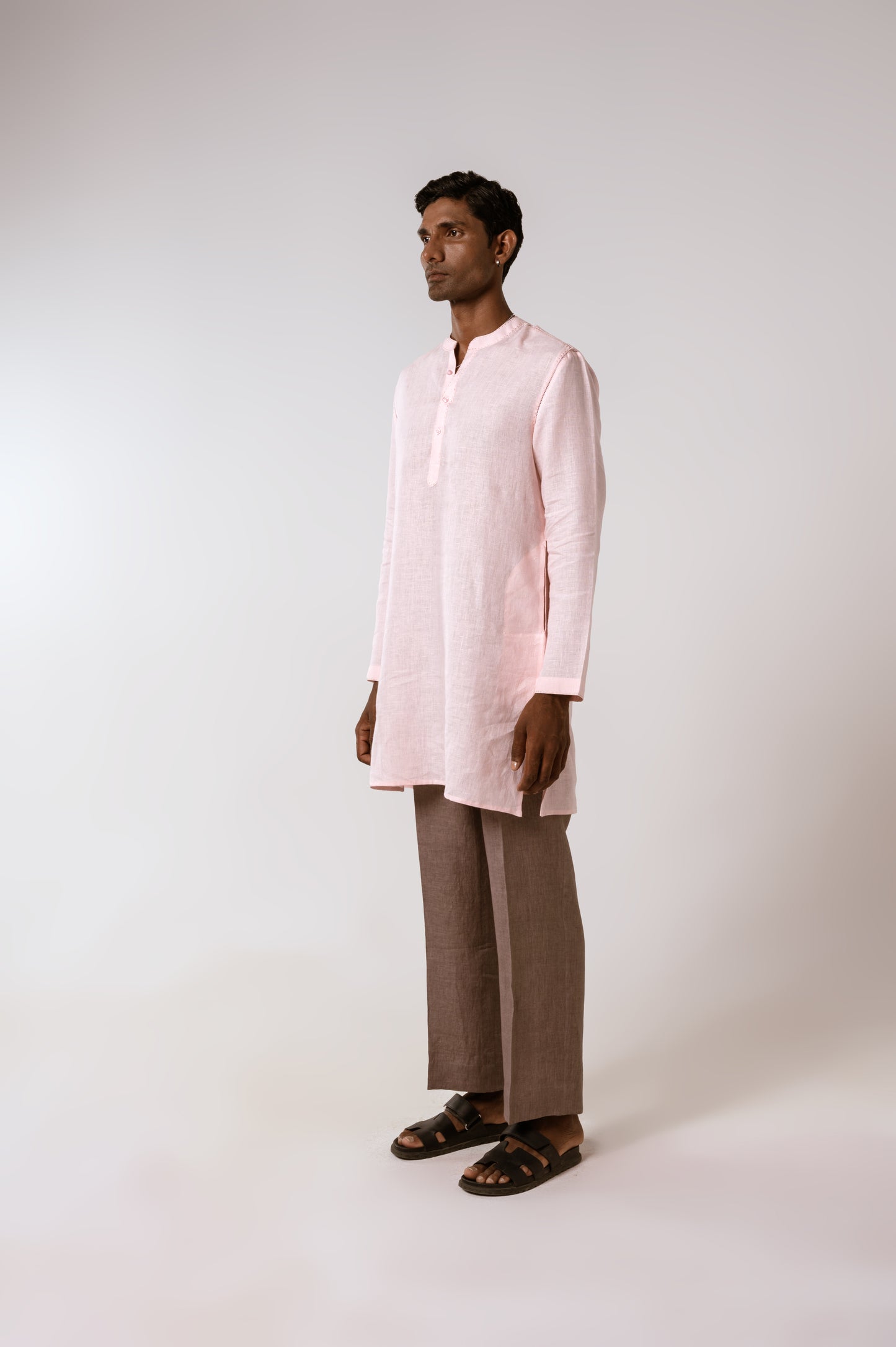 Dusty Pink Linen Kurta Set