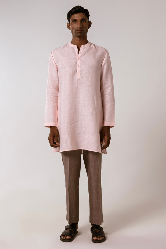 Dusty Pink Linen Kurta Set