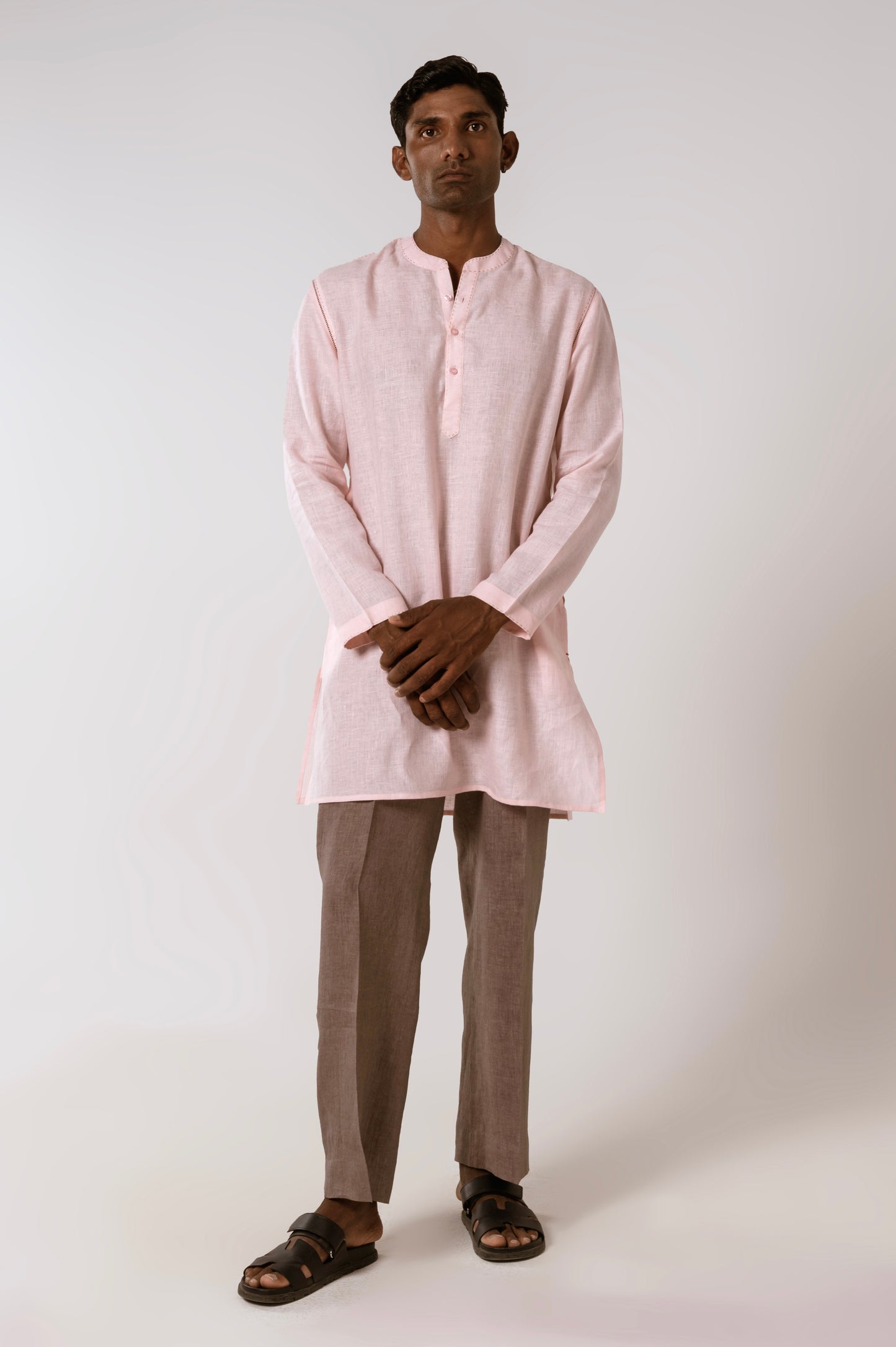Dusty Pink Linen Kurta Set