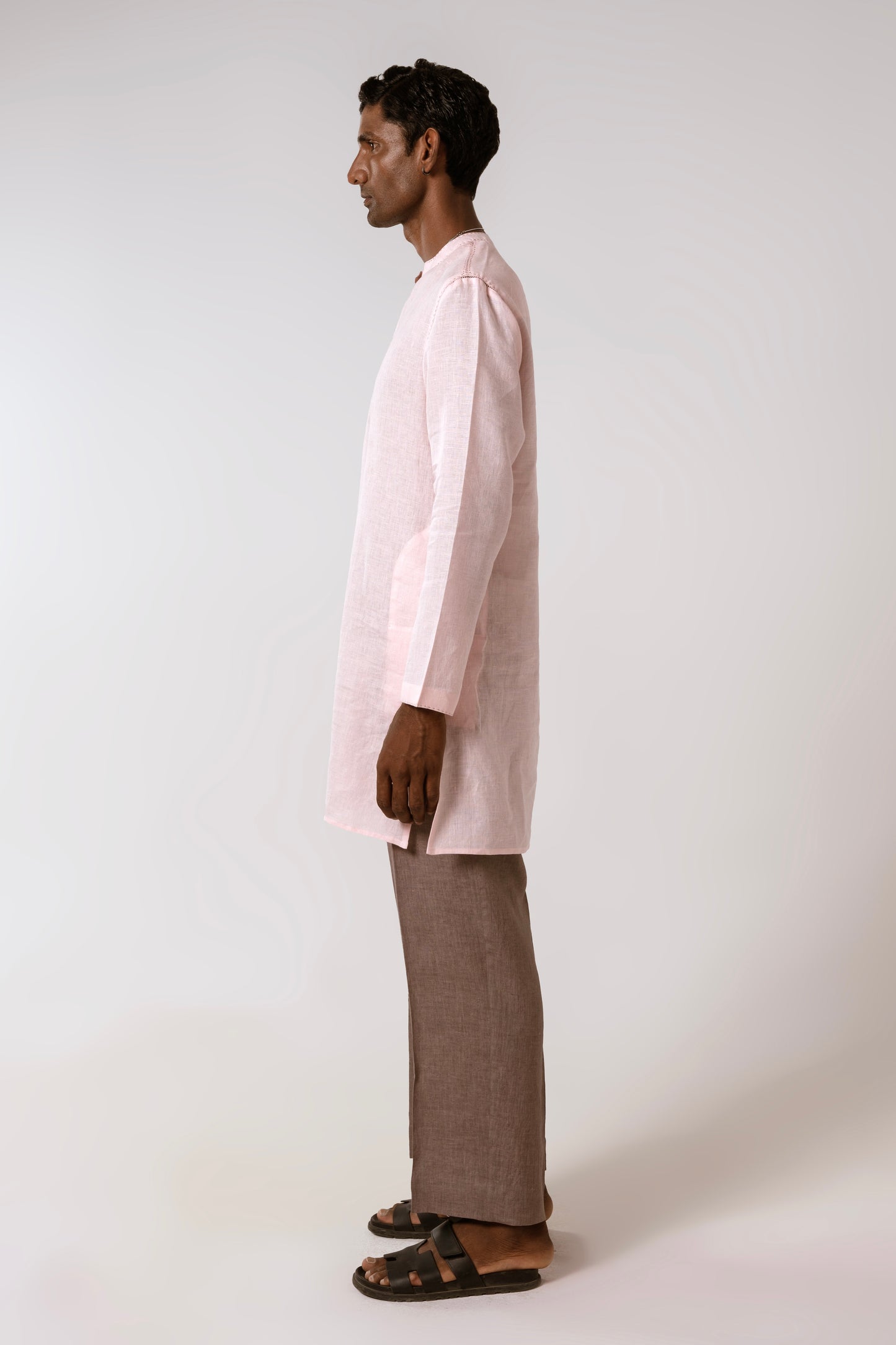 Dusty Pink Linen Kurta Set