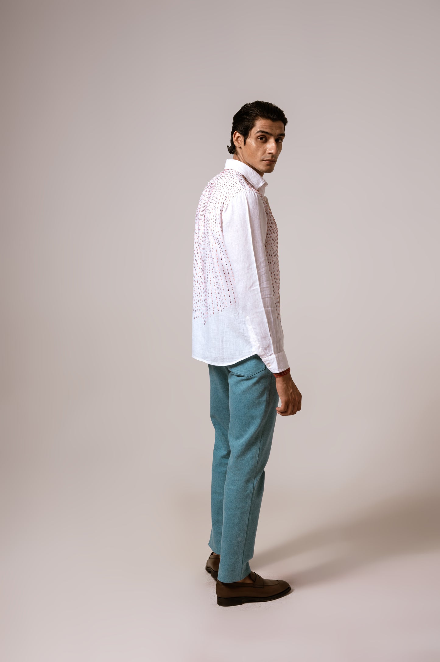 Falling Kantha Shirt in Linen