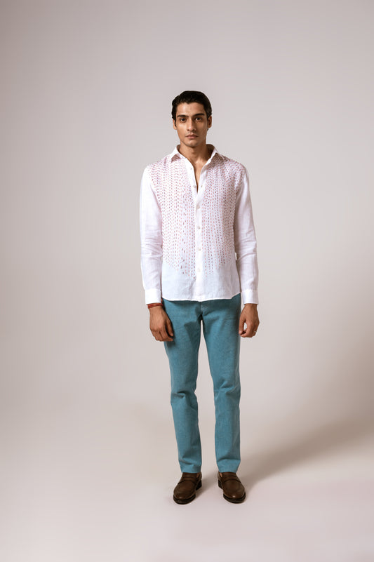 Falling Kantha Shirt in Linen