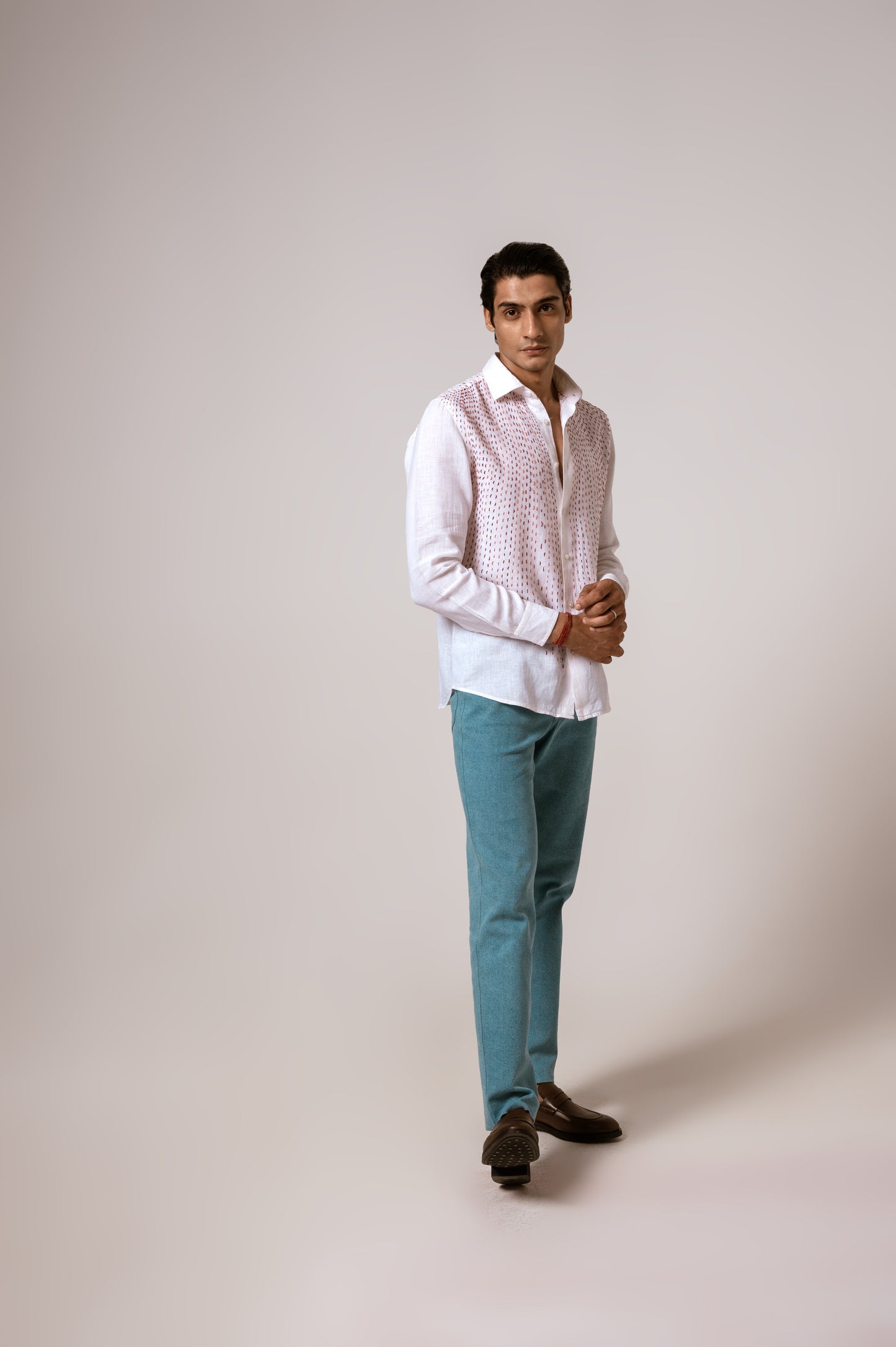 Falling Kantha Shirt in Linen
