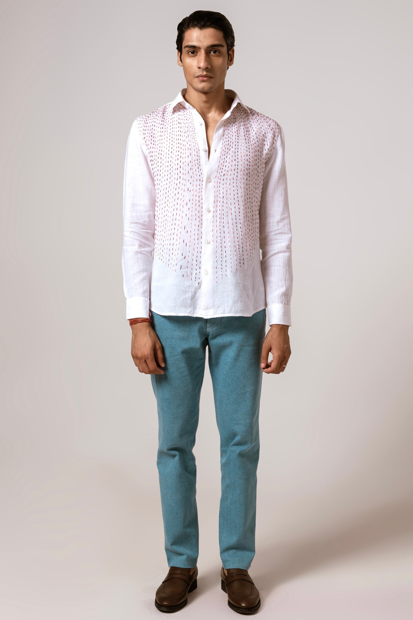 Falling Kantha Shirt in Linen