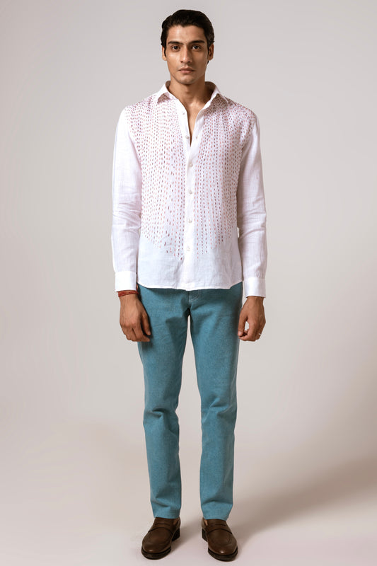 Falling Kantha Shirt in Linen