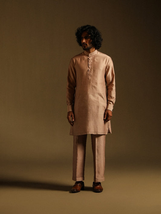 Brown Chanderi Silk Kurta & Pajama