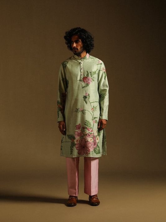 Mint Green Printed Kurta & Pajama