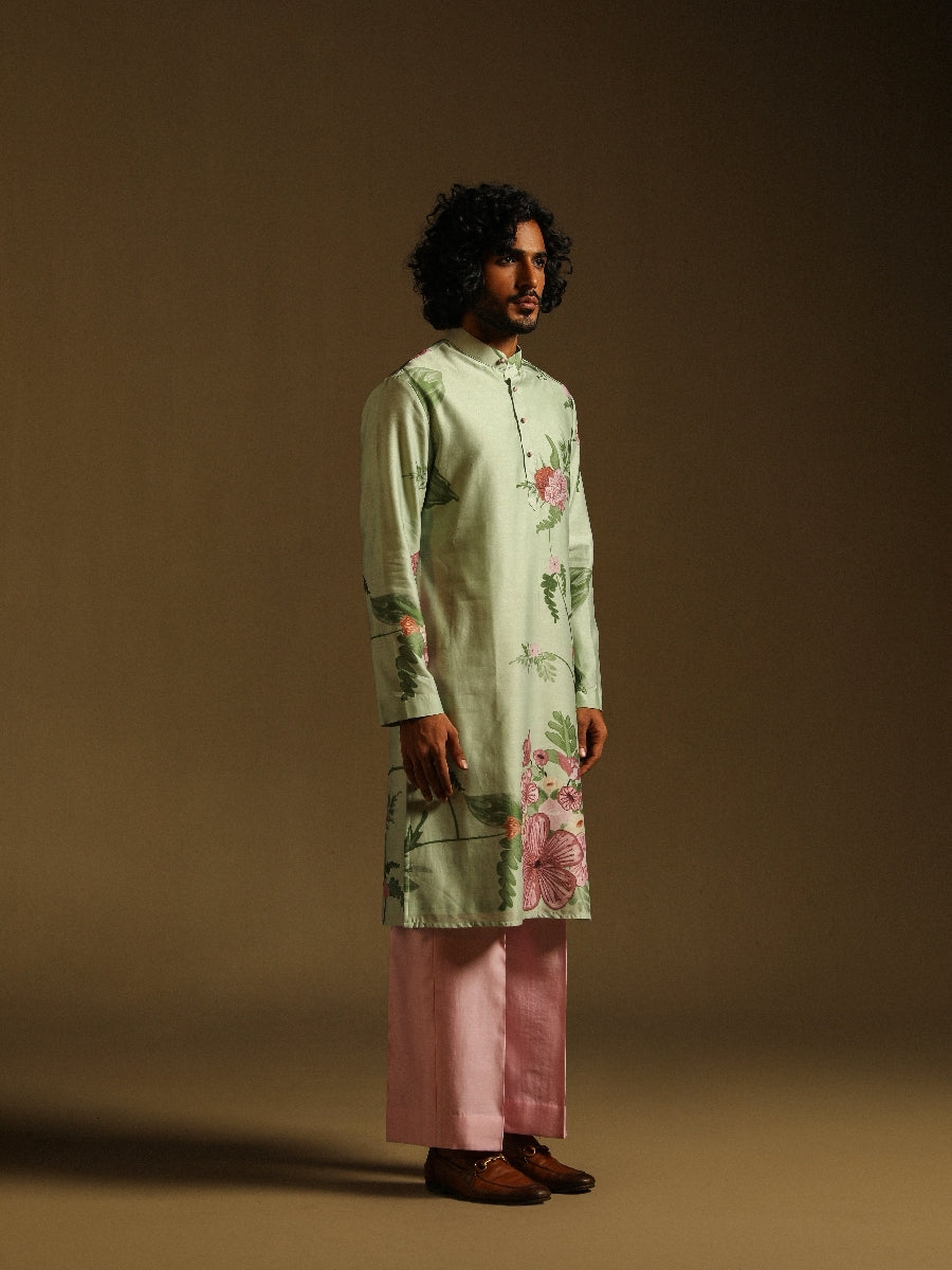 Mint Green Printed Kurta & Pajama