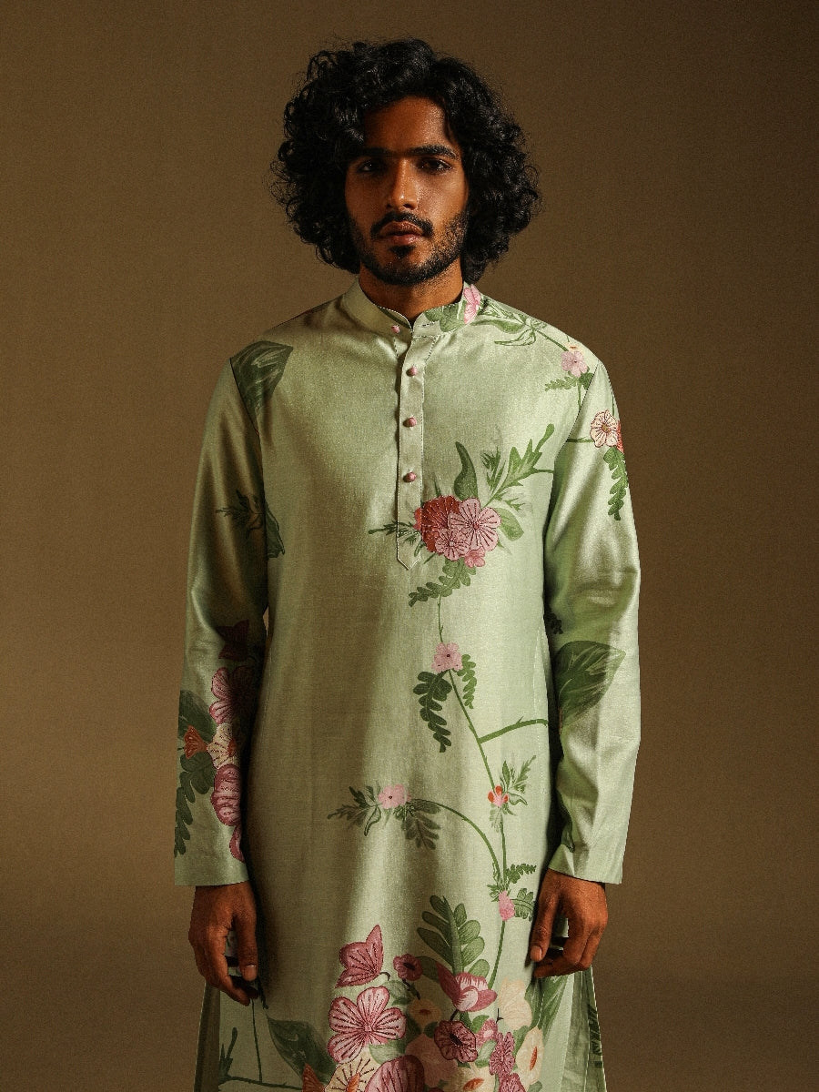 Mint Green Printed Kurta & Pajama