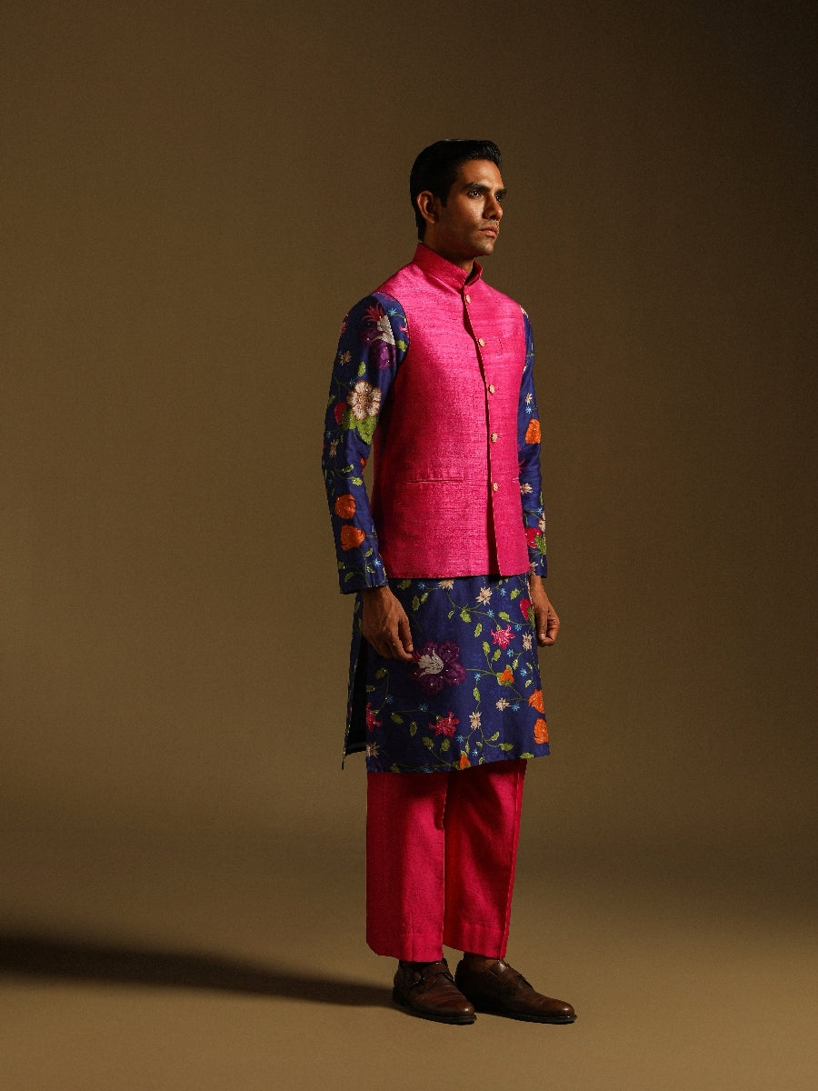 Pink Sadri With Meenakari Buttons