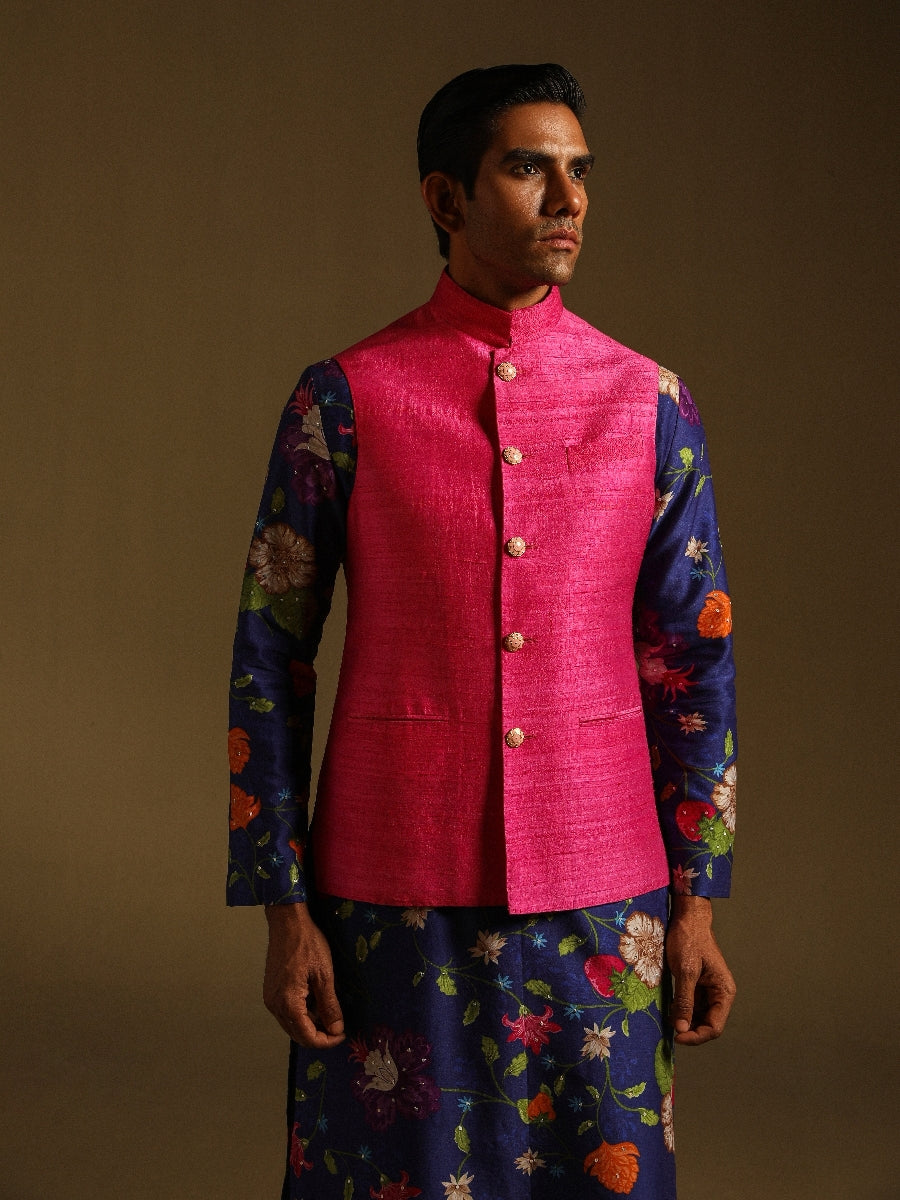 Pink Sadri With Meenakari Buttons