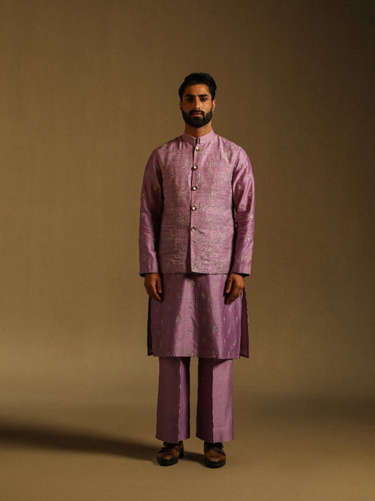 Mauve Zari Embroidered Sadri