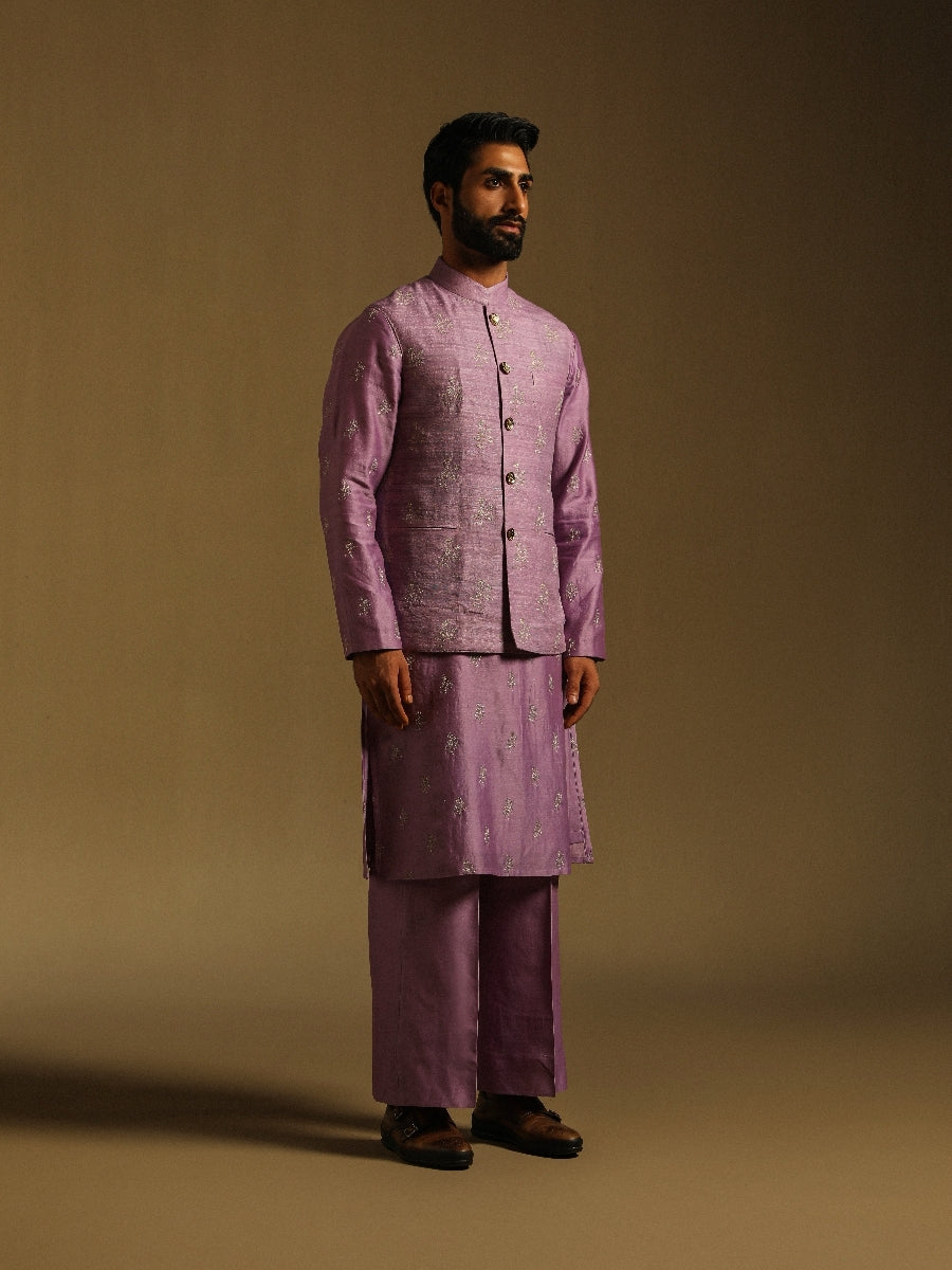 Mauve Zari Embroidered Sadri