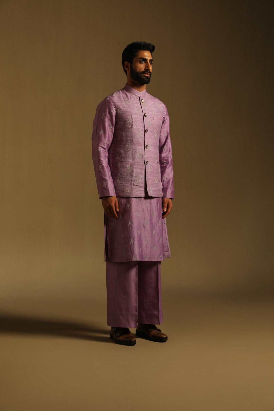 Orchid Mauve Zari Embroidered Sadri