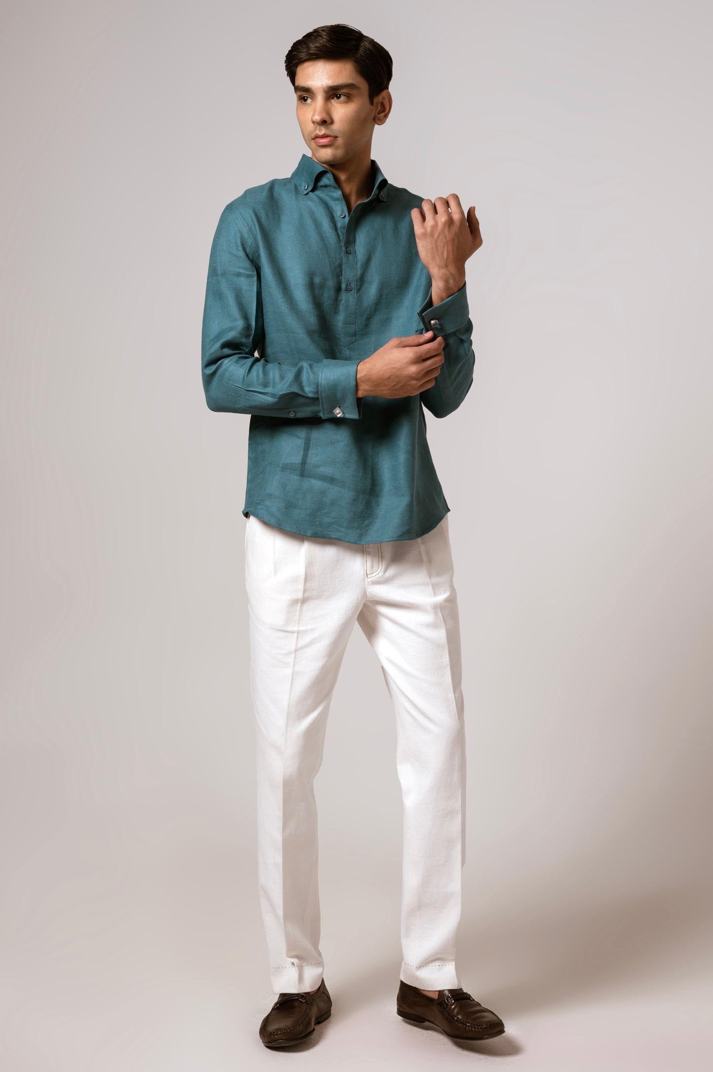 Pop Over Shirt In Diesel Blue Linen