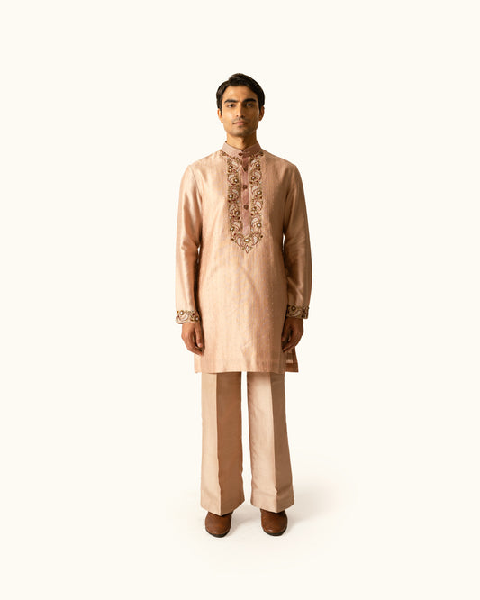 Rose Gold Kurta Set in Chanderi Silk