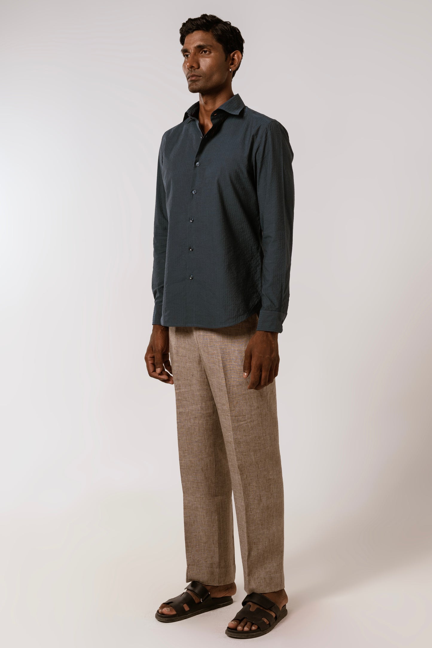 Blue Cotton SeerSucker Shirt