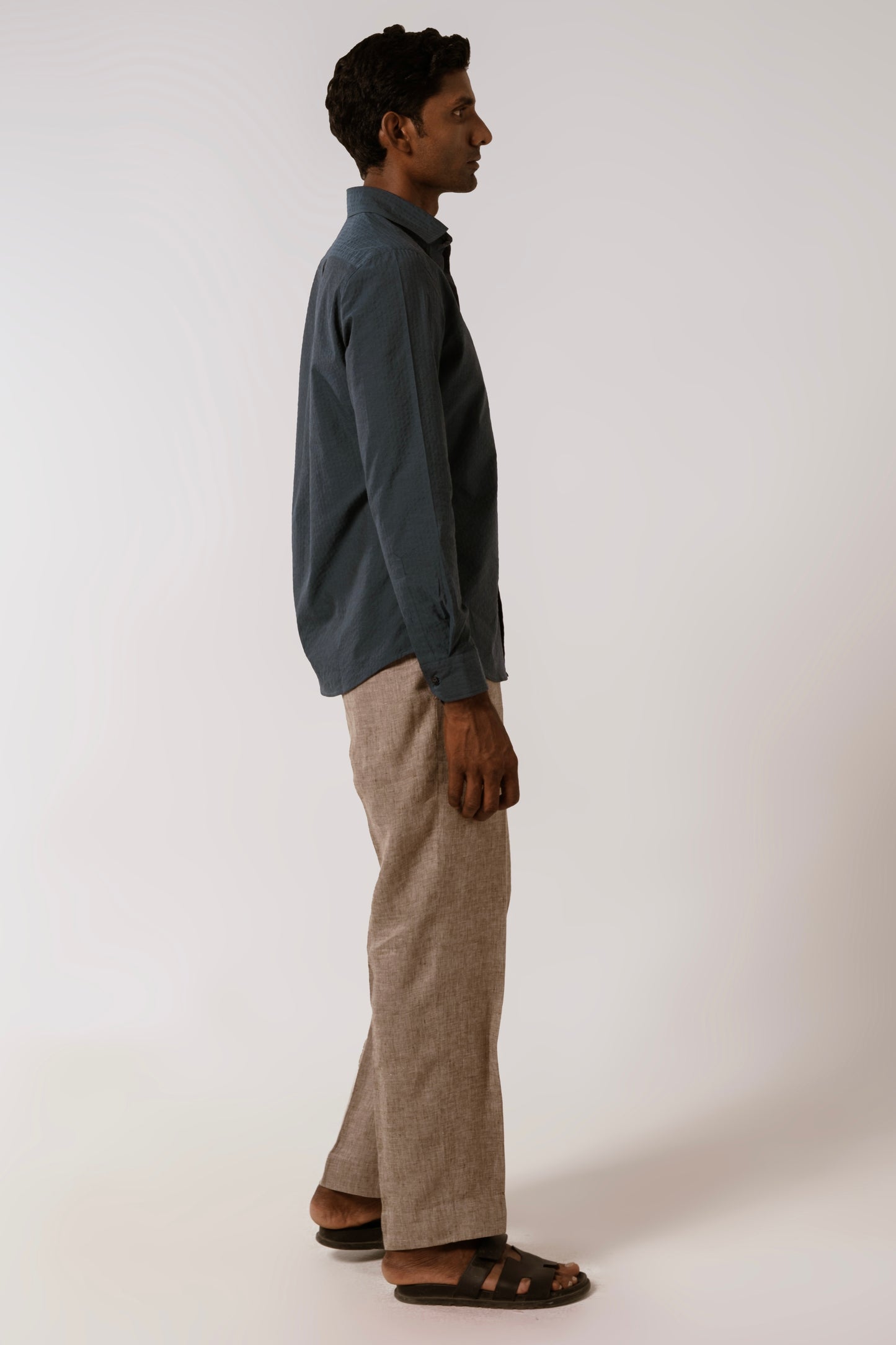 Blue Cotton SeerSucker Shirt