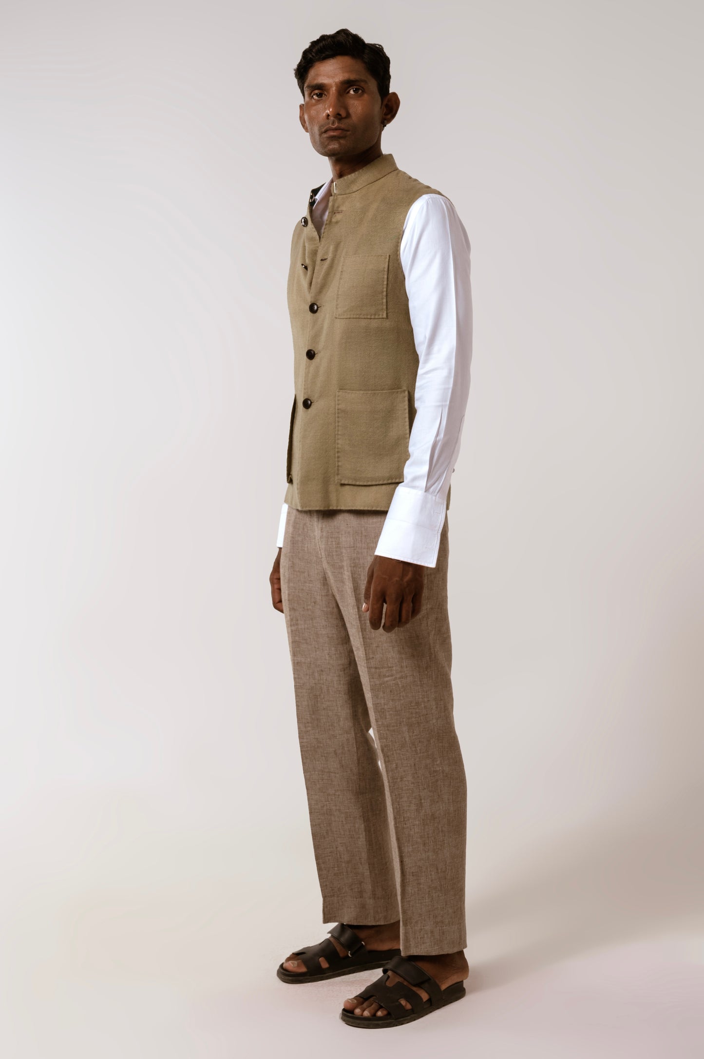 Safar Sadri In Pista Green Pashmina