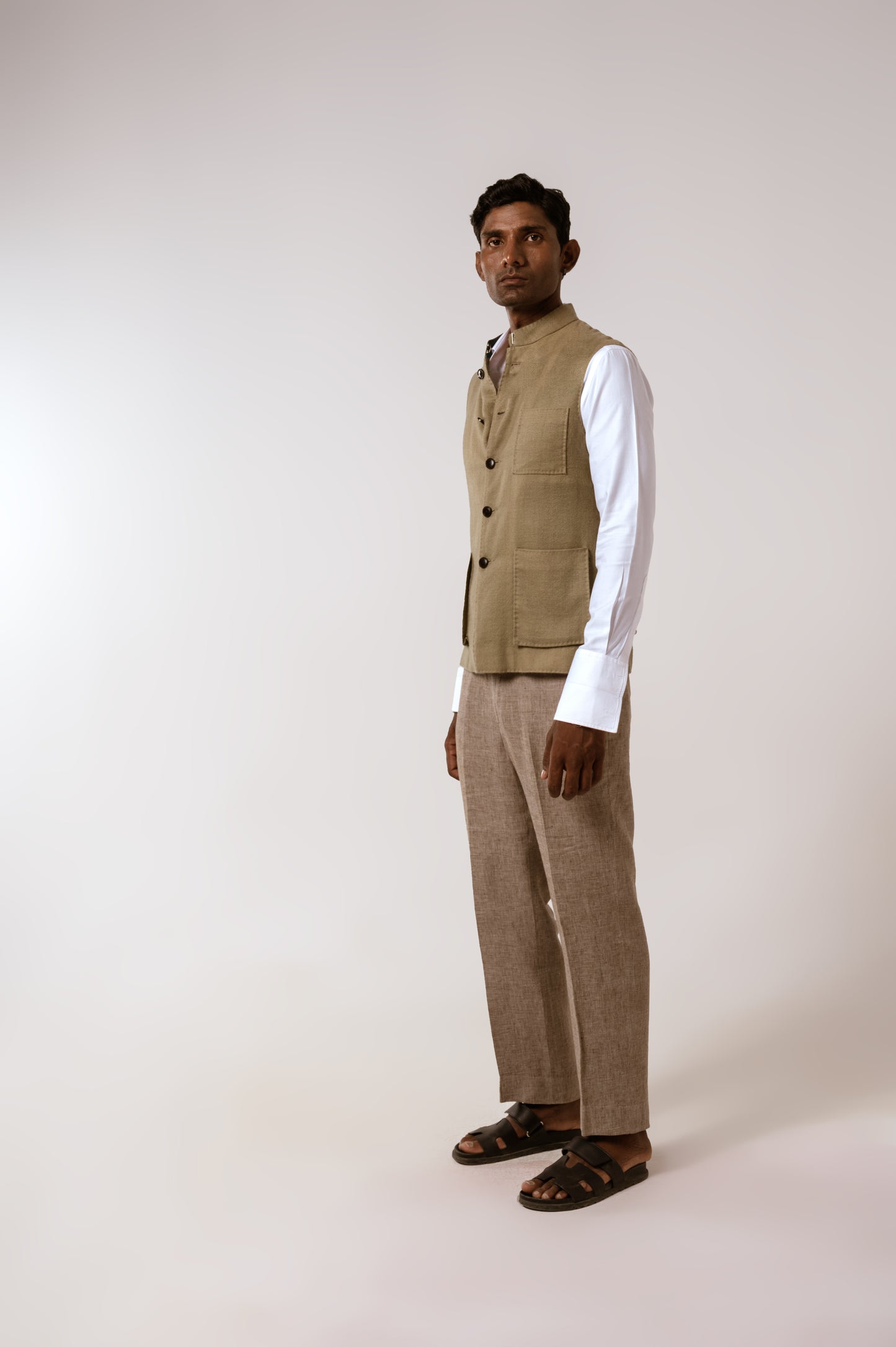 Safar Sadri In Pista Green Pashmina