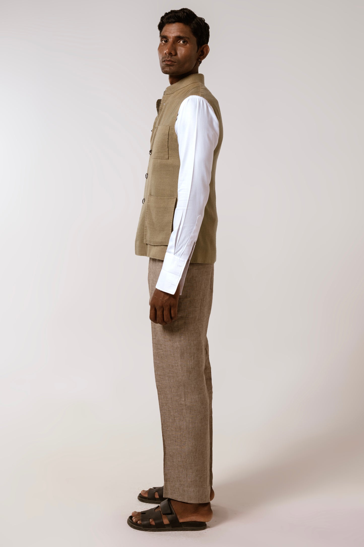 Safar Sadri In Pista Green Pashmina