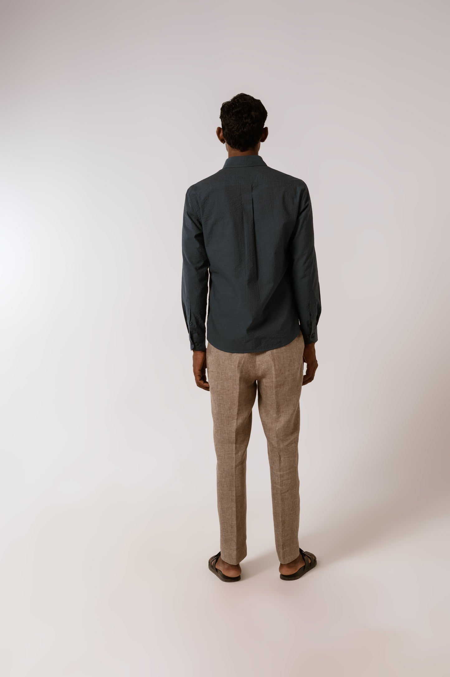 Blue Cotton SeerSucker Shirt