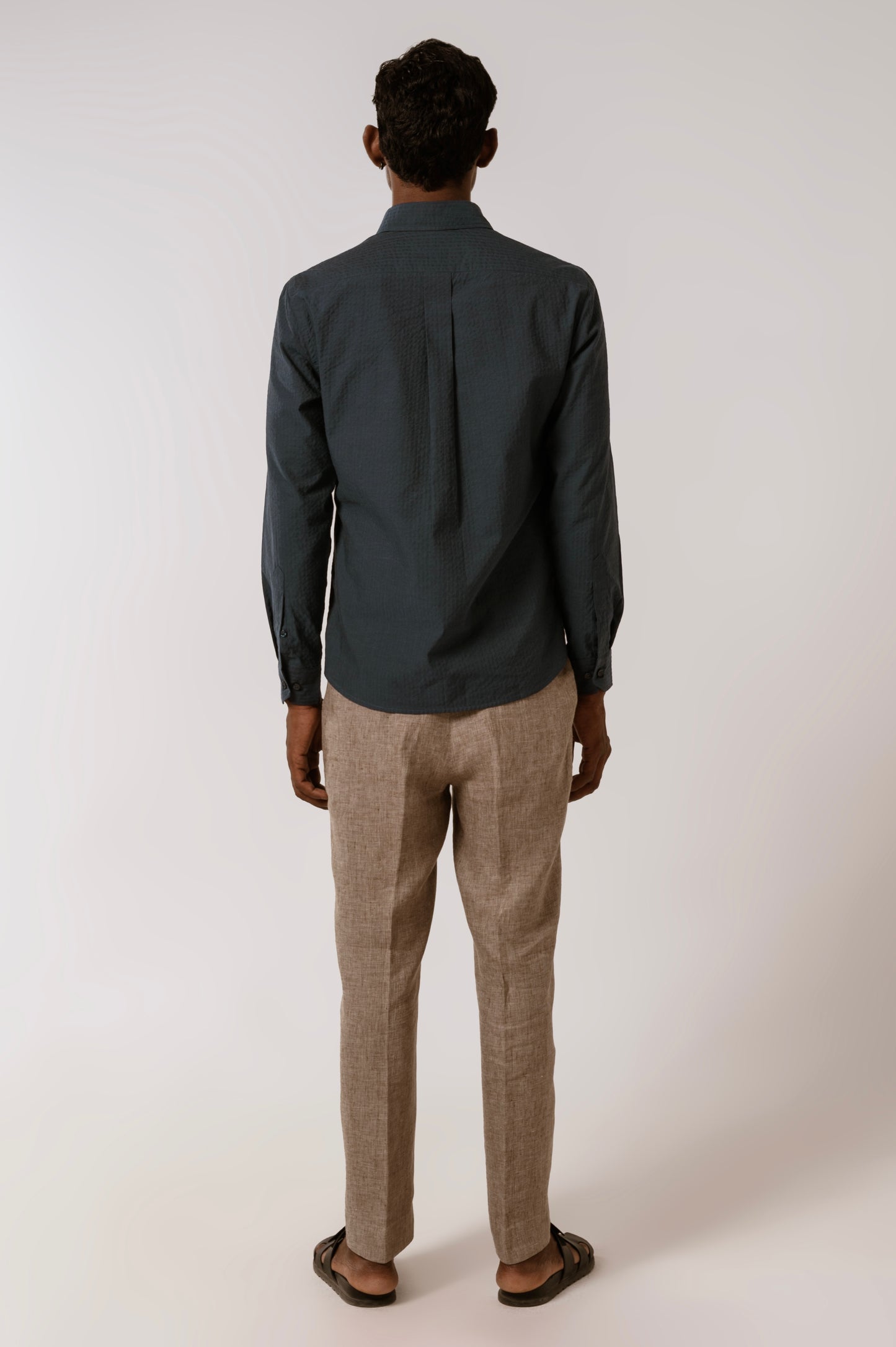 Blue Cotton SeerSucker Shirt