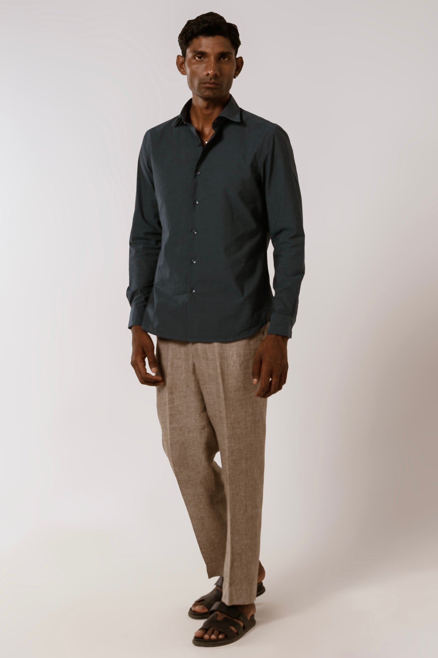 Blue Cotton SeerSucker Shirt