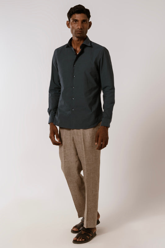 Blue Cotton SeerSucker Shirt