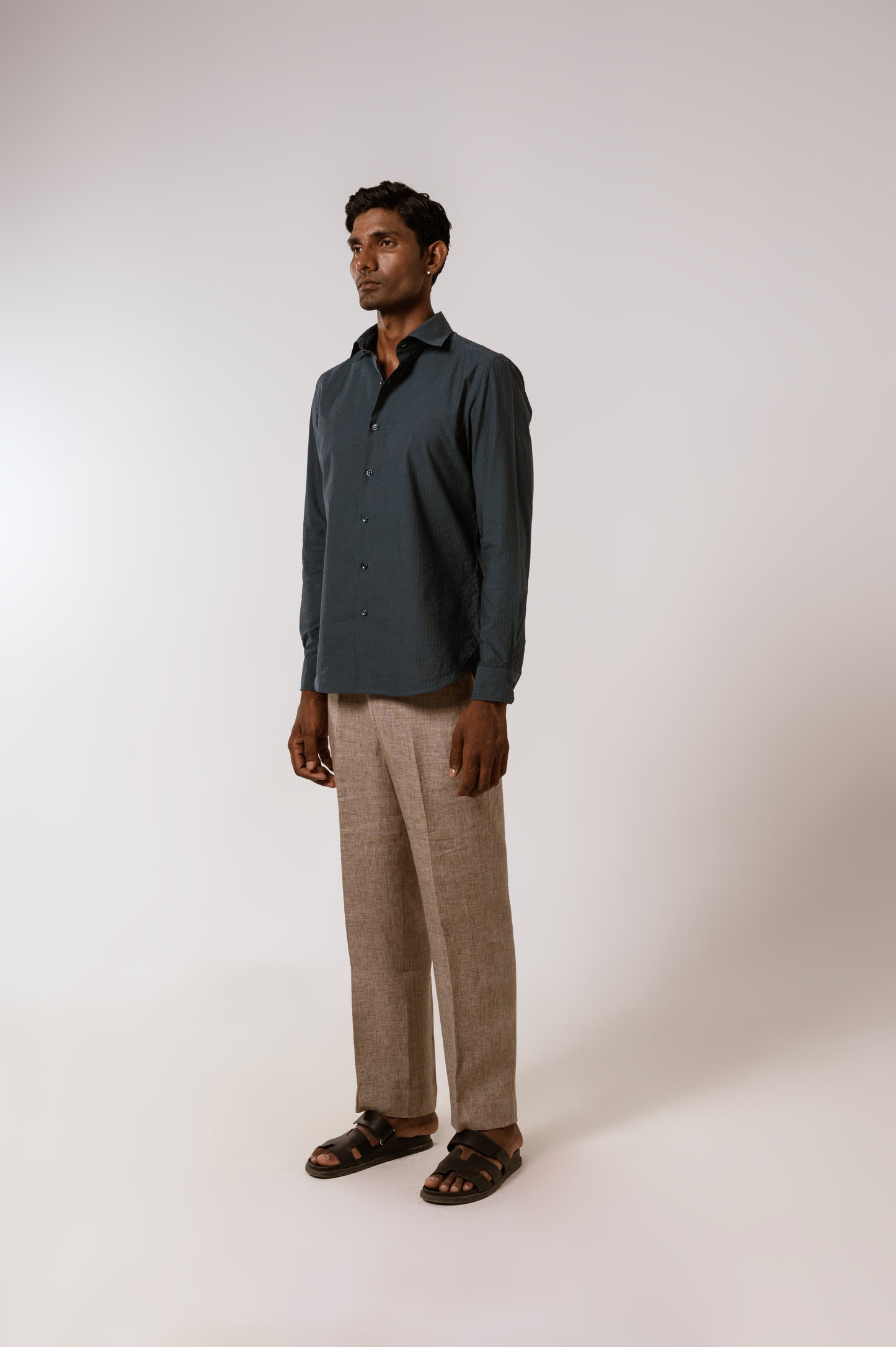 Blue Cotton SeerSucker Shirt