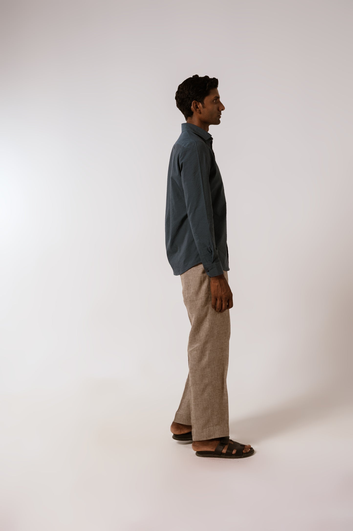Blue Cotton SeerSucker Shirt