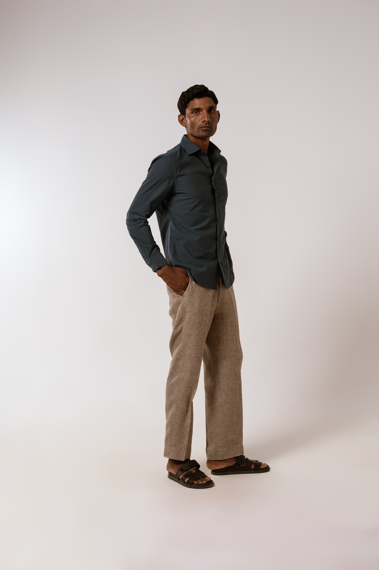 Blue Cotton SeerSucker Shirt