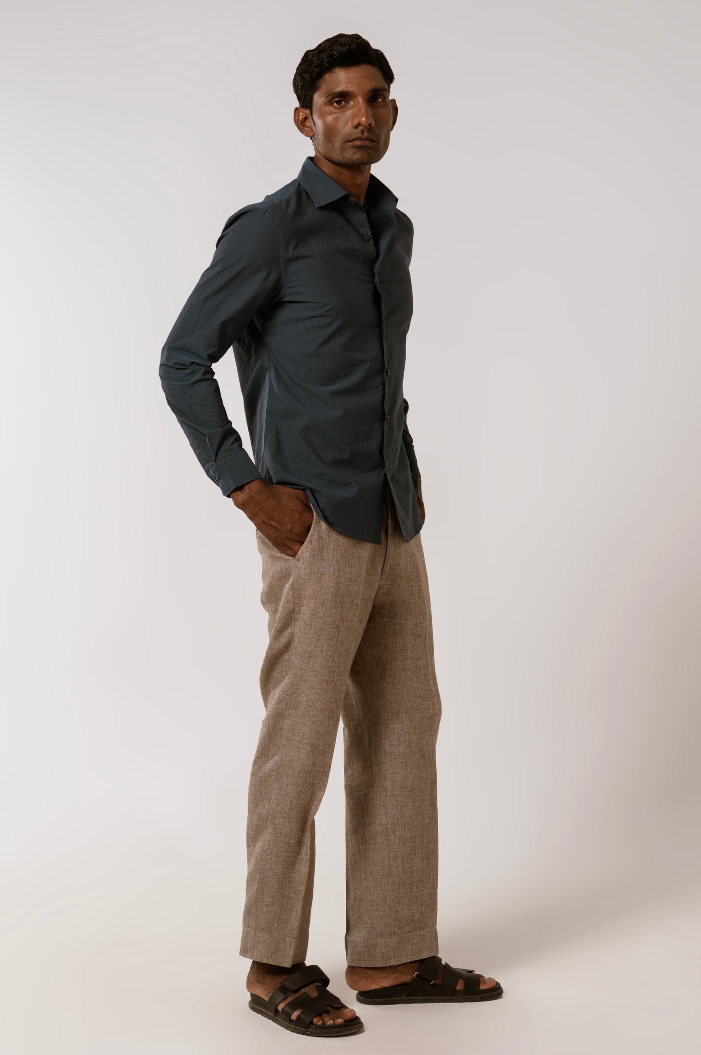 Blue Cotton SeerSucker Shirt