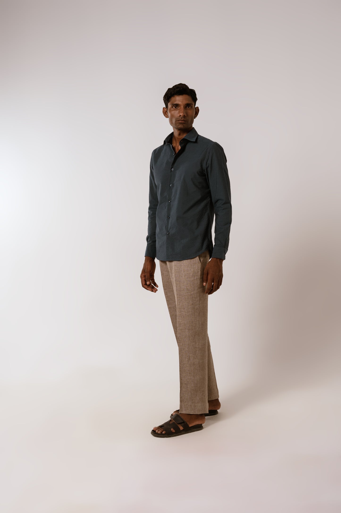 Blue Cotton SeerSucker Shirt