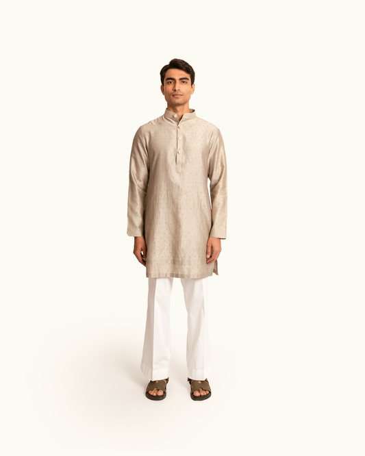All Over Sequence Kurta Set in Smoky Topaz