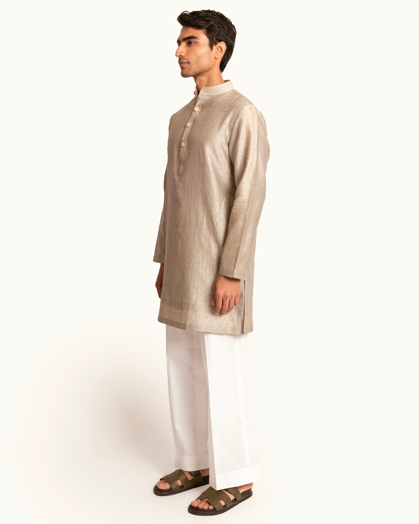 All Over Sequence Kurta Set in Smoky Topaz