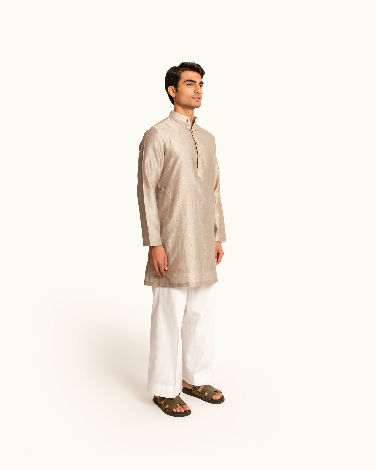 All Over Sequence Kurta Set in Smoky Topaz