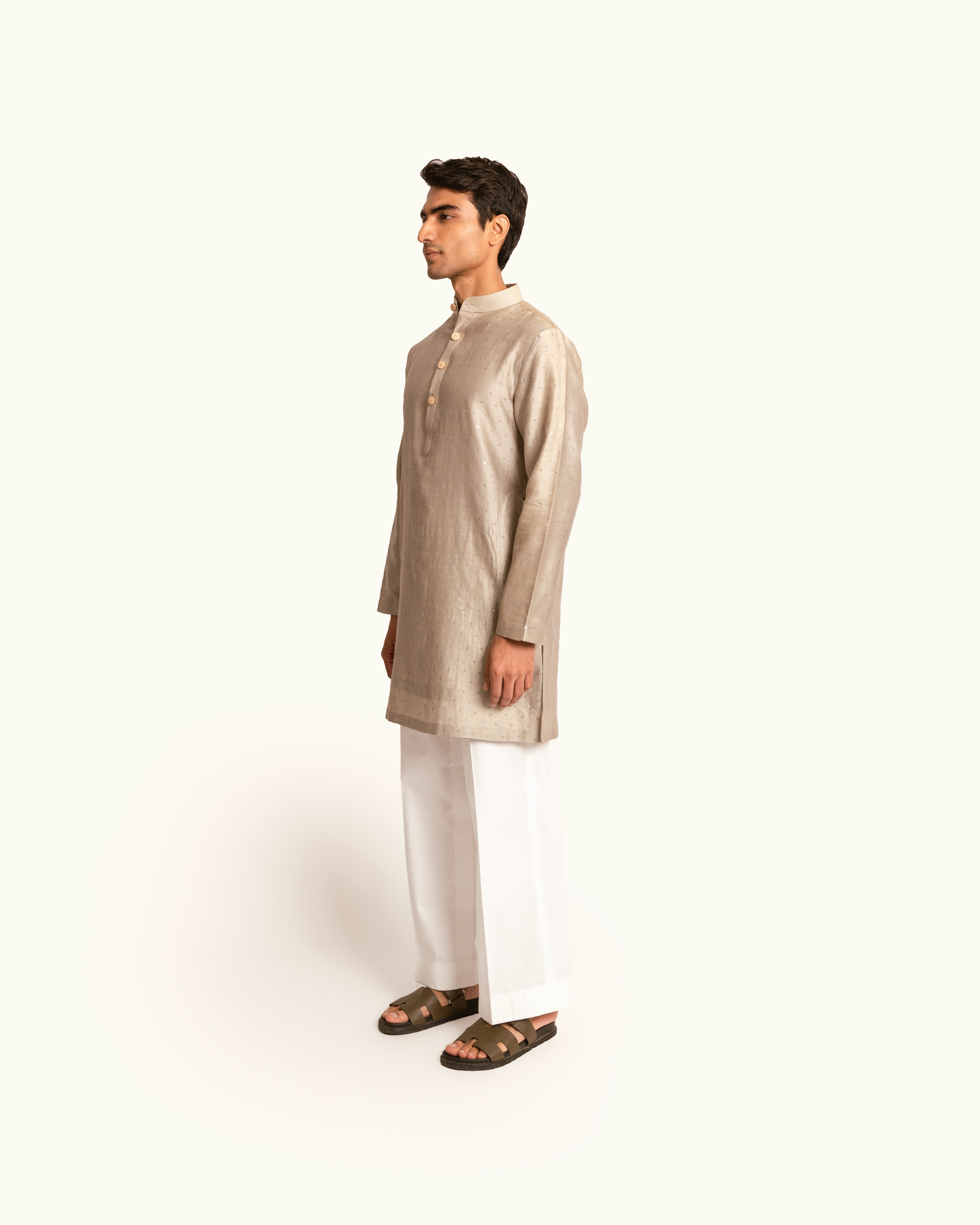 All Over Sequence Kurta Set in Smoky Topaz