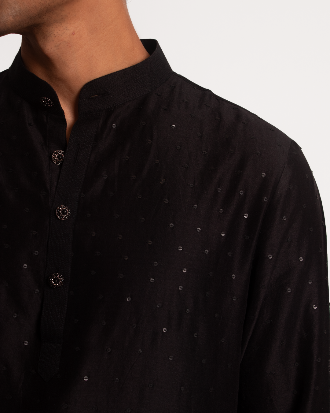 All Over Sequence Black Kurta Set