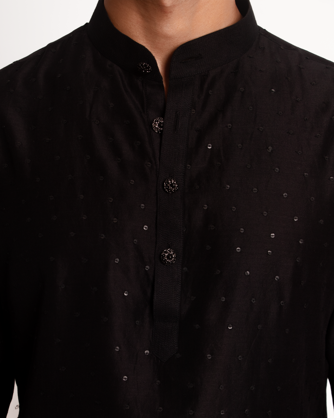 All Over Sequence Black Kurta Set