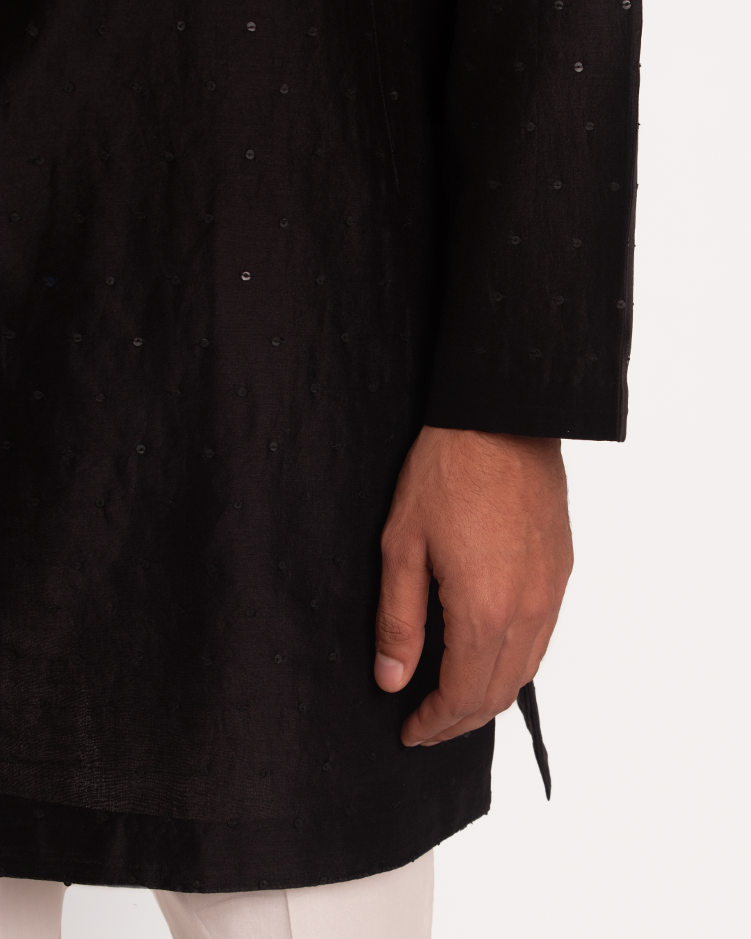 All Over Sequence Black Kurta Set